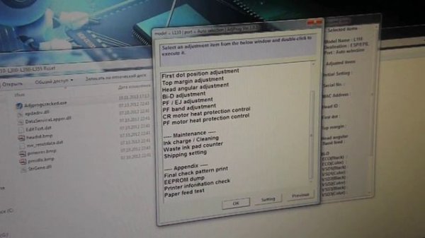 Сброс ошибки в принтере Epson L110