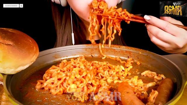 Mukbang ASMR 1 Hour Eating HOT Cheetos Sausage | Spicy Fire Noodles | Spicy Mushroom | Yosii ASMR