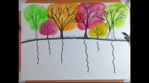 Урок  отражение деревьев в воде (5-6 лет)