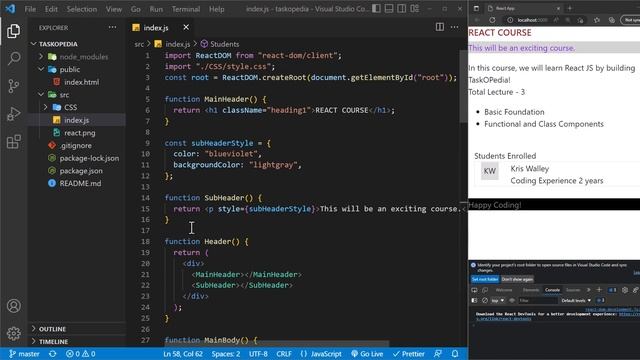 Cоздание, экспорт и импорт компонентов в React смотреть онлайн