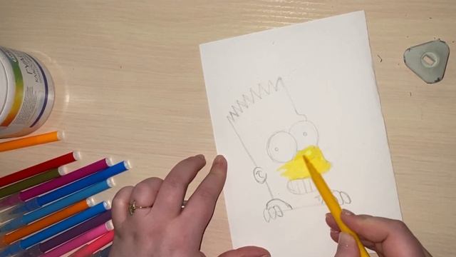Как нарисовать Симпсона фломастерами или маркерами? Простой рисунок для ЛД. Рисуем вместе смотреть онлайн