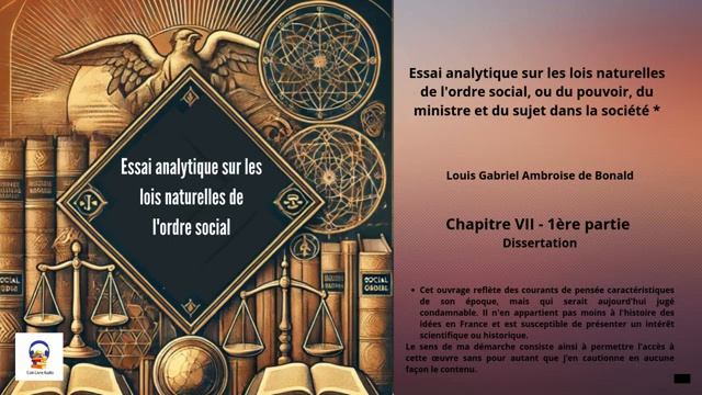 Essai analytique sur les lois naturelles de l'ordre social - Chapitre VII - 1ère partie