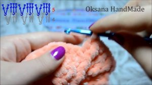 Круглая подушка из плюшевой пряжи. Мастер класс и схема. Pillow crocheted out of plush yarn.