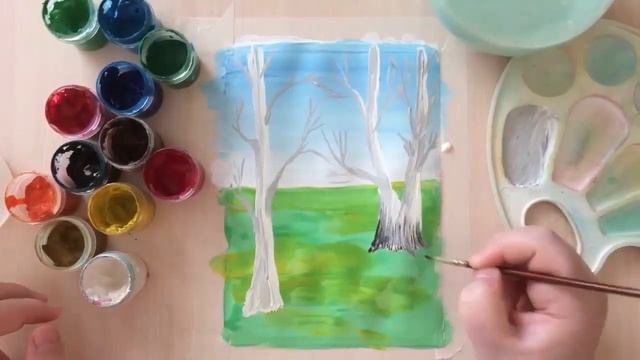 Рисуем летний ПЕЙЗАЖ поэтапно. Простой красивый рисунок красками | Рисуем вместе смотреть онлайн