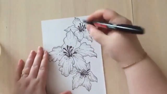 Рисование. Как нарисовать ЦВЕТЫ графически (эскиз тату) графика | Рисуем вместе смотреть онлайн