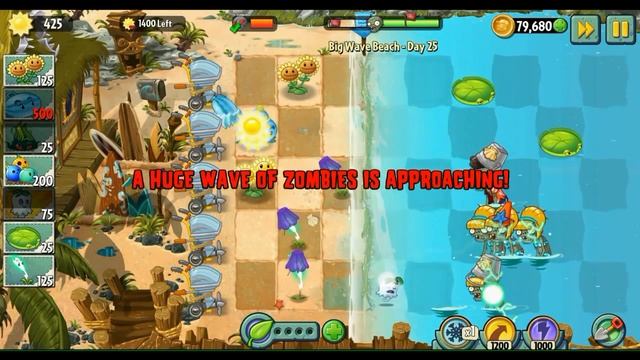 Растения против зомби 2/Plants vs Zombies 2 : компания Big wave beach миссия 25 смотреть онлайн