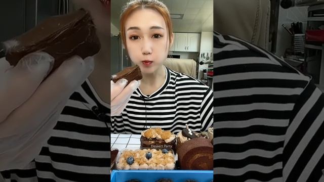 ASMR Chocolate Party Mukbang || Eating Tiramisu, Chocolava Cake, Mochi Cake 🍡 | #shorts