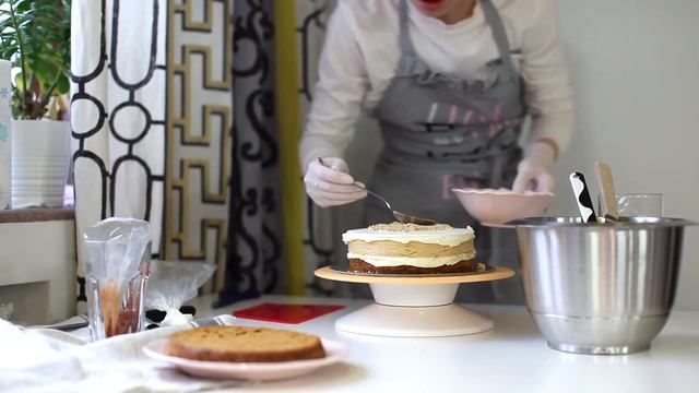 Carrot Cake With Caramel Cheesecake, Nuts And Salty Caramel