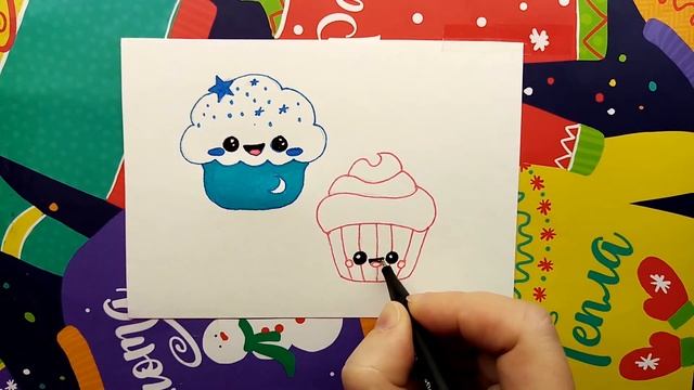 Drawing kawaii cupcake and muffin ASMR with sketch markers / Как нарисовать кексик и маффин ASMR смотреть онлайн