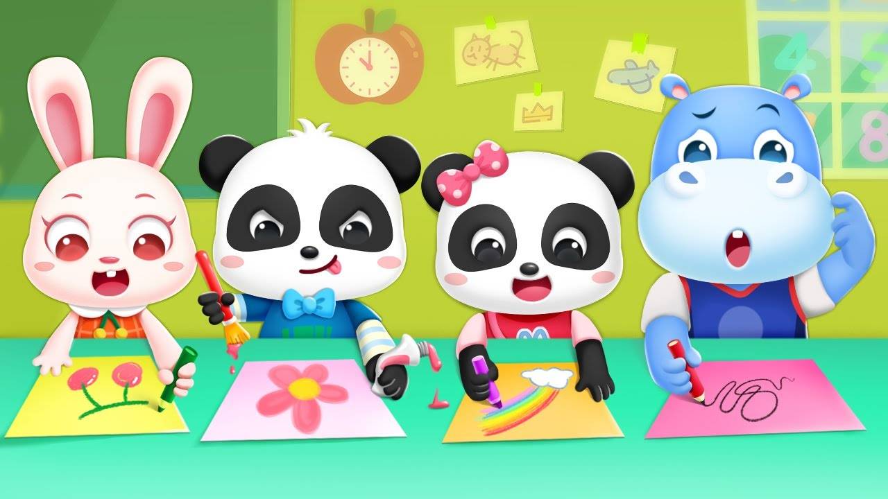 Панда 😻 Видео для детей 😻 Рисунок кота 😻 BabyBus ❤️ Ава и Папа