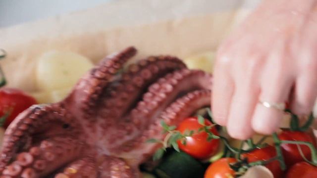 Hobotnica s krumpirima i povrćem iz pećnice смотреть онлайн
