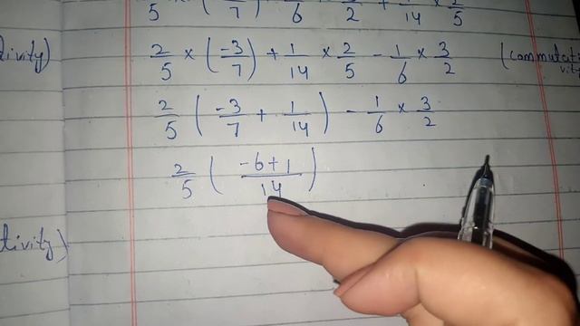 Using Appropriate properties find 2/5×(-3/7)-1/6×3/2+1/14×2/5 смотреть онлайн