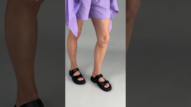 Шлепанцы женские кожаные черные (9802-1) смотреть онлайн