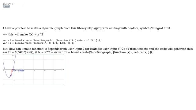 How to make a dynamic function to draw integral Graph from user input with JSXGraph? смотреть онлайн