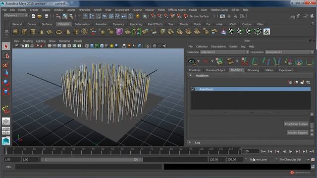 3D Maya 196 Maya Dinamicas XGen Dinamico Groomable Splines смотреть онлайн