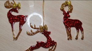 Новогодние игрушки Олени из эпоксидной смолы