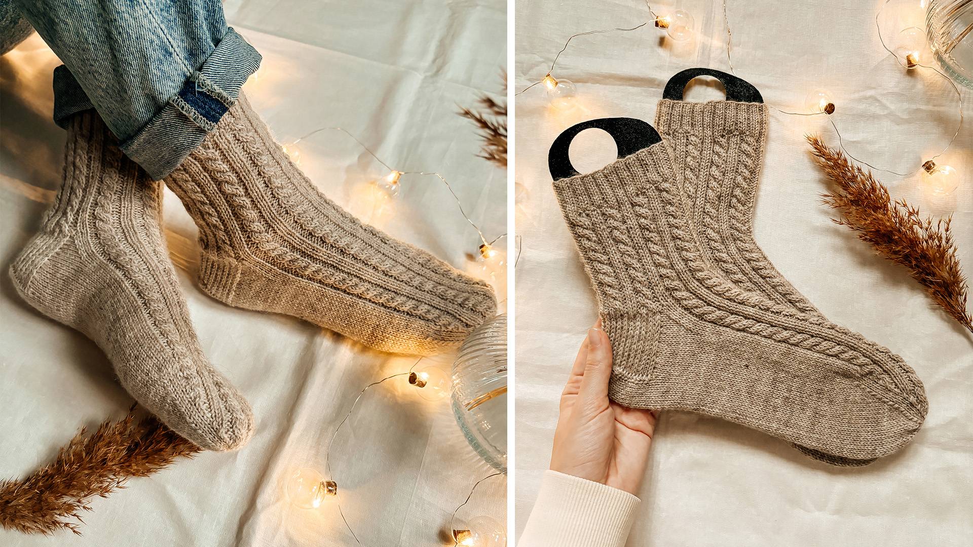 НОСКИ спицами со жгутами и резинкой 2на2 | Классическая пятка смотреть онлайн