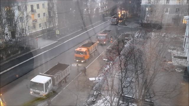 Укладка асфальта по ул. Нахимова в г.Мурманске