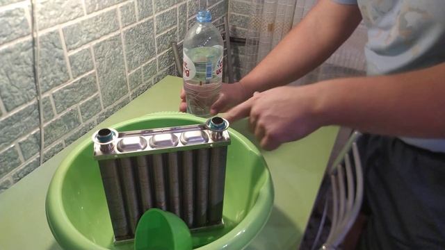 Проверка проходимости первичного теплообменника Navien без давления. смотреть онлайн