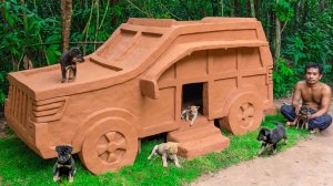 Построить новый домик для собак из грязи для бездомных щенков.