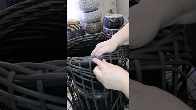 Плетем из ротанга кашпо цилиндр 