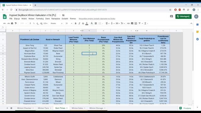 Hypixel Skyblock Poradnik - AUTOMATYCZNY KALKULATOR DO MINIONKÓW!