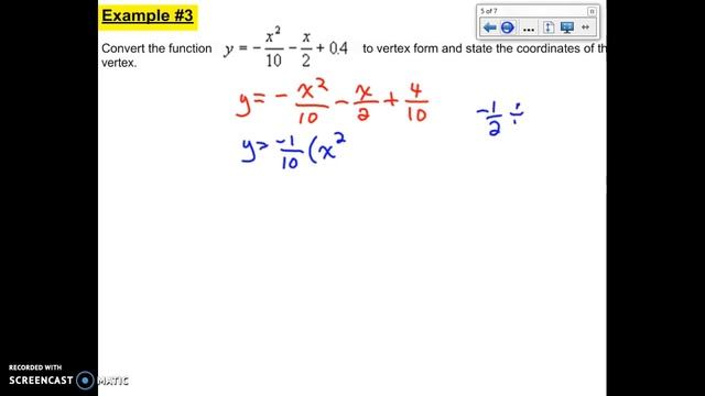MCR 3U1 Unit 2 Maximum and Minimum by Completing the Square смотреть онлайн