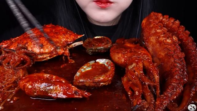 ASMR SPICY SEAFOOD, 해물찜 먹방, SPICY ENOKI MUSHROOM, OCTOPUS, CRAB, 버섯 먹방, 문어, 새우 먹방MUKBANG EATING SHO смотреть онлайн