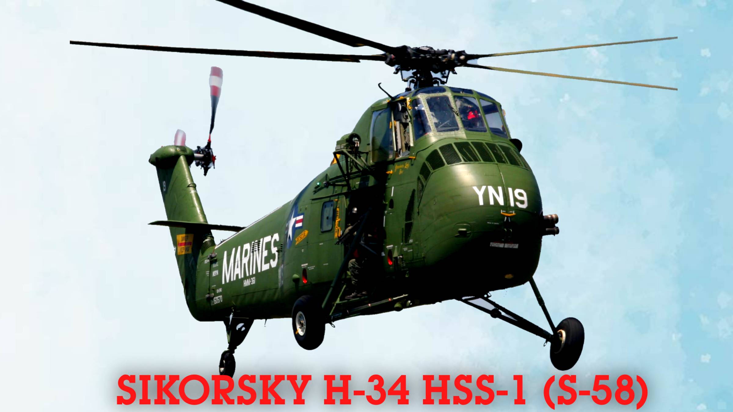 запуск-руление-взлёт-полёт-посадка и заруливание вертолёта Sikorsky UH-34D смотреть онлайн