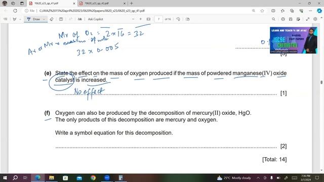 IGCSE Chemistry past papers 0620/P41/M/J/23 смотреть онлайн