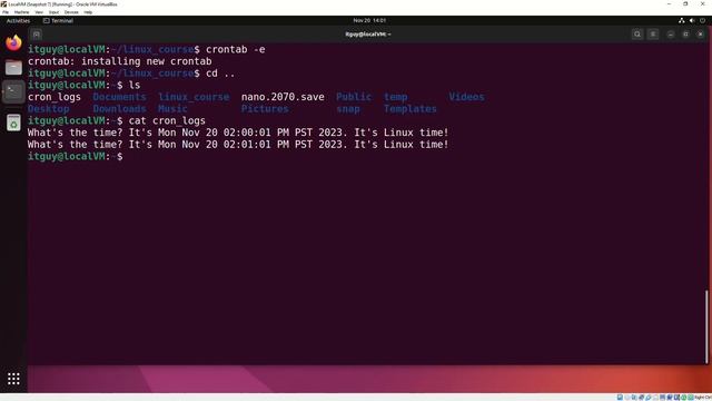 Терминал Linux. Служба cron, утилита crontab смотреть онлайн