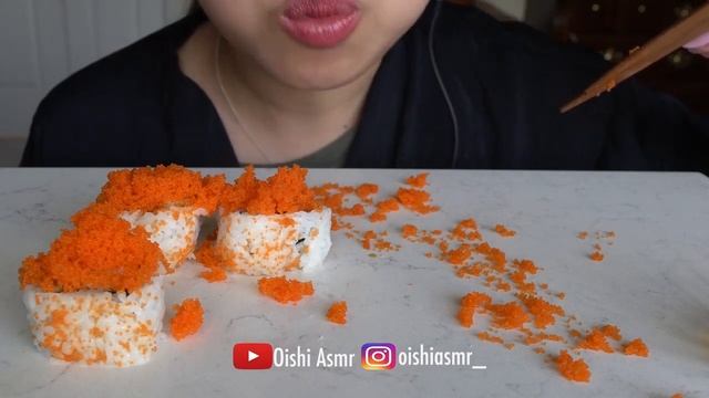 ASMR FOOD BRIGHT TOBIKO CALIFORNIA SUSHI ROLLS MUKBANG!! NO TALKING!! смотреть онлайн