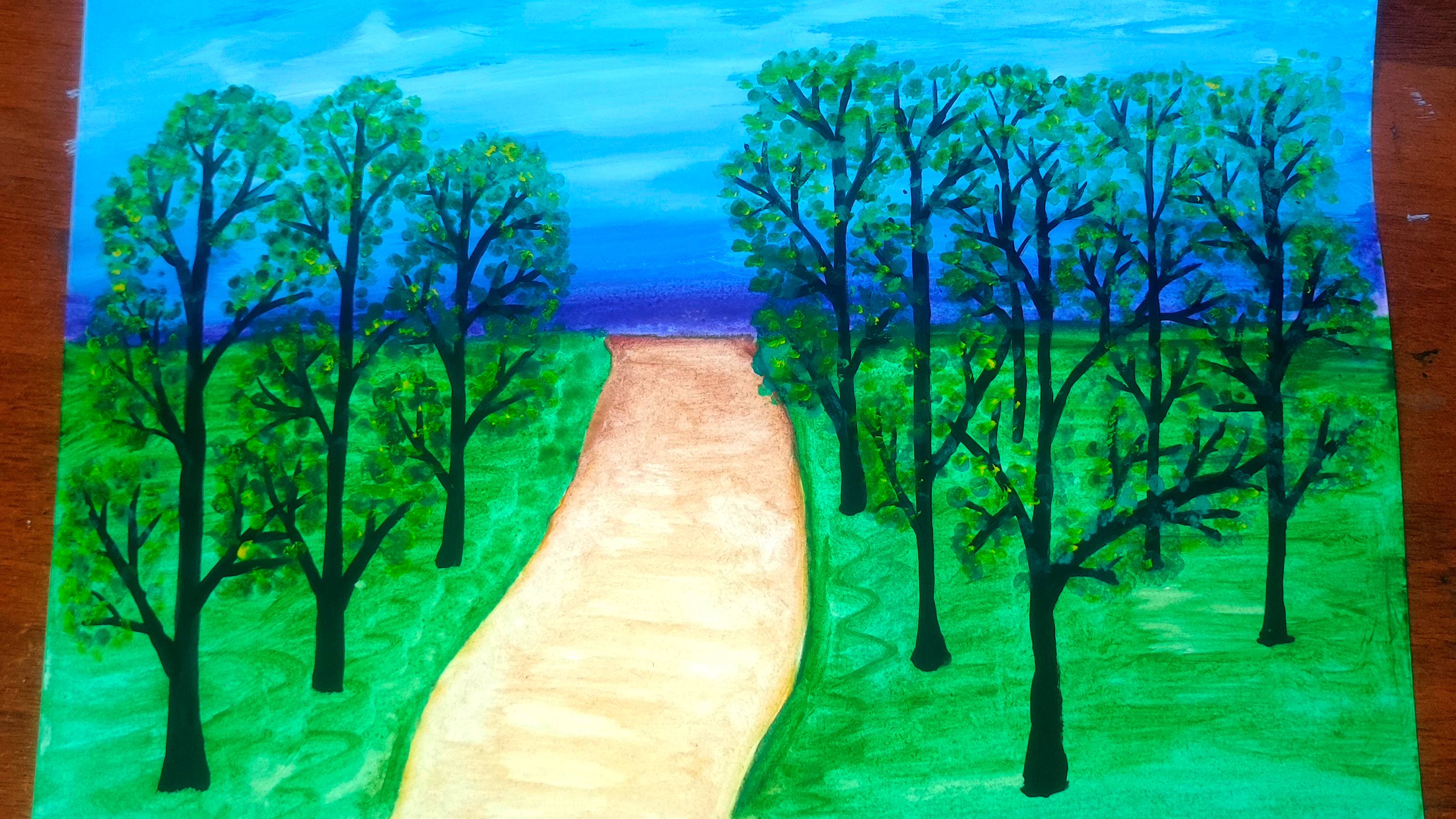 Весенний пейзаж гуашью смотреть онлайн