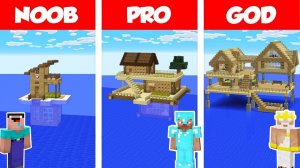 Minecraft НУБ против ПРО против БОГА: ЧЕЛЛЕНДЖ ПО СТРОИТЕЛЬСТВУ ДОМА ДЛЯ ВЫЖИВАНИЯ НА ВОДЕ