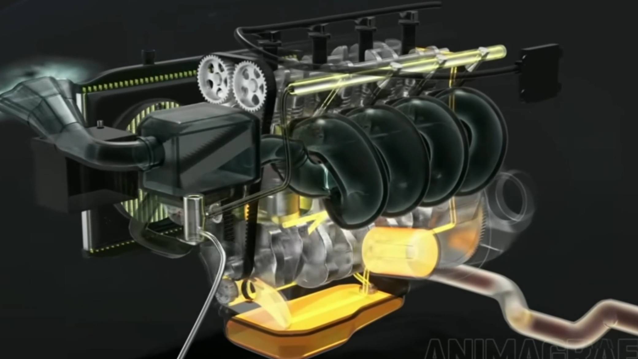 Анимация работы двигателя внутреннего сгорания (ДВС) смотреть онлайн