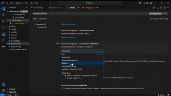 "Terminal process error vscode