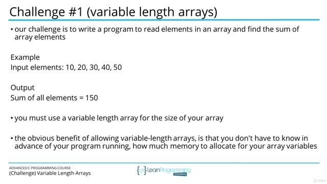032 (Challenge) Variable Length Arrays смотреть онлайн