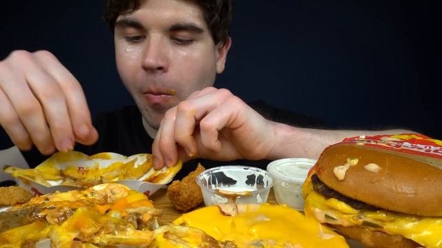 ASMR MUKBANG IN-N-OUT BURGER ANIMAL STYLE FRIES & ONION RINGS | WITH CHEESE