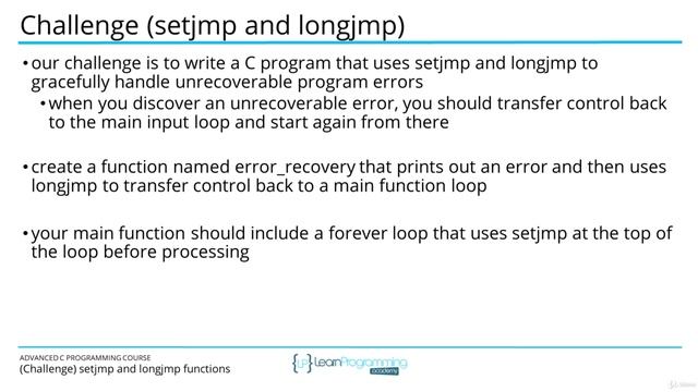 061 (Challenge) setjmp and longjmp functions смотреть онлайн