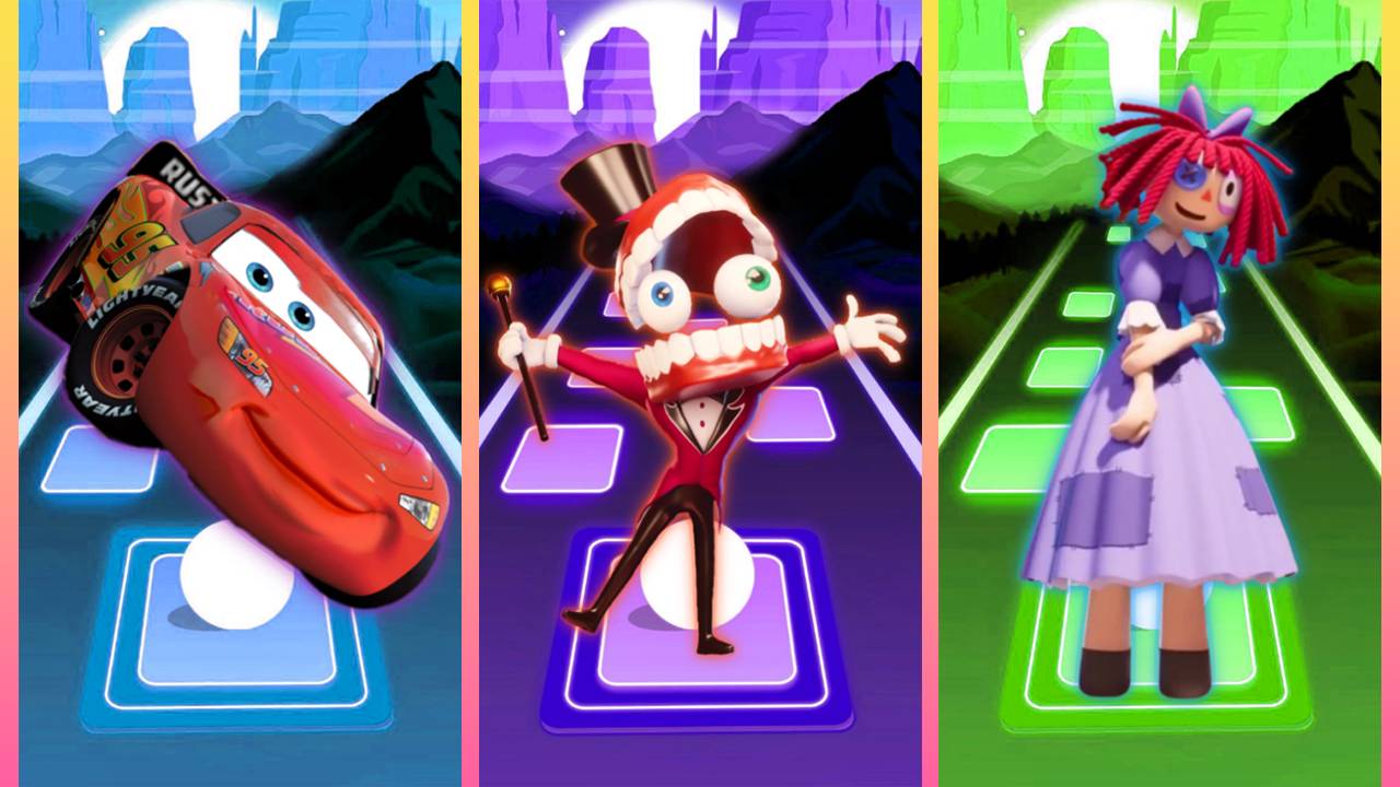 MCQUEEN VS CIRCUS VS RAGATHA | Tiles Hop Battle