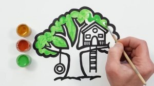 Рисование домика на дереве, раскрашивание  для детей, Советы для малышей по простому рисованию