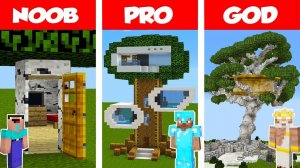 Minecraft НУБ против ПРО против БОГА: ЧЕЛЛЕНДЖ ПО СТРОИТЕЛЬСТВУ СОВРЕМЕННОГО ДОМА НА ДЕРЕВЕ