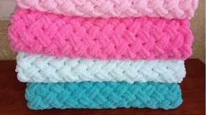 Плюшевый плед из Ализе Пуффи. Узор Плетенка