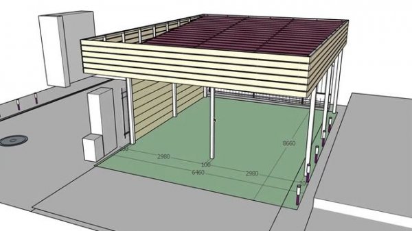 10395 Односкатный навес с фризом