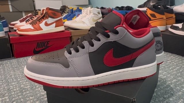 UNBOXING AIR JORDAN 1 LOW FIRE RED / CEMENT GREY / ON FEET смотреть онлайн