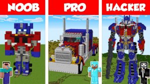 Minecraft НУБ против ПРО против ХАКЕРА: ЧЕЛЛЕНДЖ ПО СТРОИТЕЛЬСТВУ ДОМА-СТАТУИ ОПТИМУСА ПРАЙМА