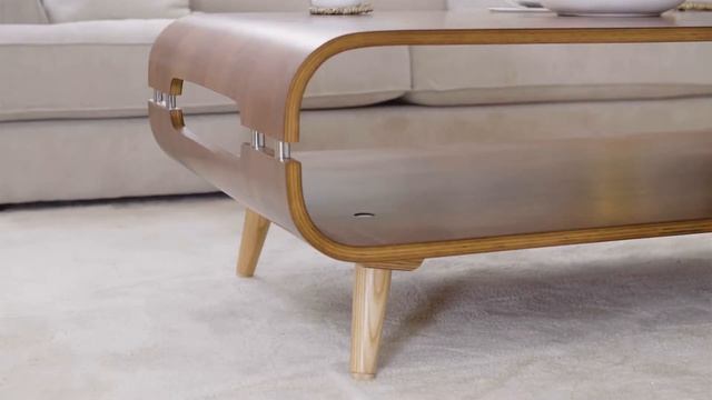 Jual Furnishings Retro Style Curved JF703 Havana Coffee Table - Walnut Living Furniture смотреть онлайн
