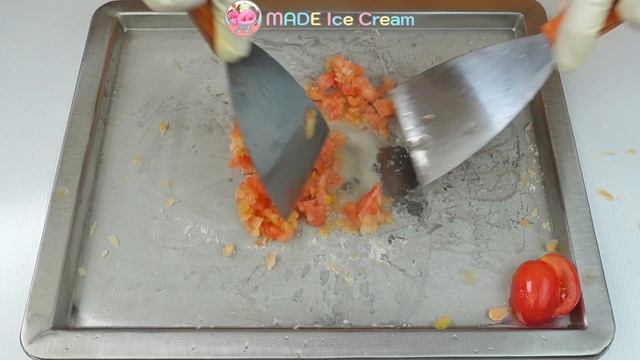 MAKE Tomato Sorbet Ice Cream Rolls | No Talk & ASMR | смотреть онлайн