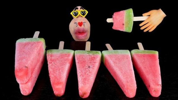 ASMR MUKBANG Watermelon Ice Cream Popsicle EATING SHOW (4K)