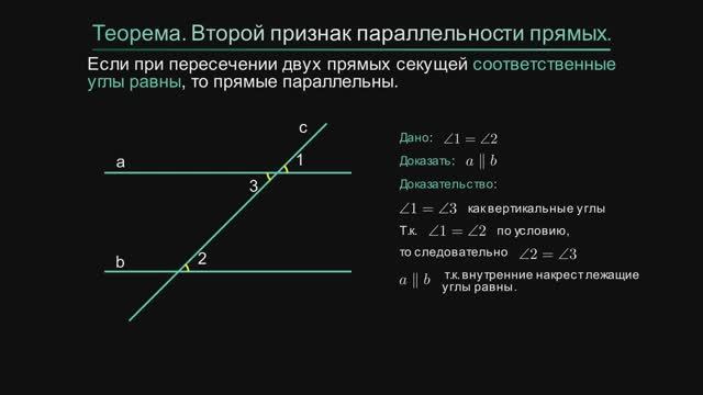 Геометрия 7 класс. Второй признак параллельности прямых.